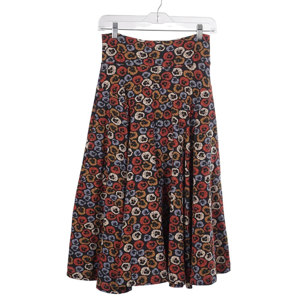 Effie's Heart Skirt M Floral Print Cotton Blend Pull On A-Line Midi Pockets
